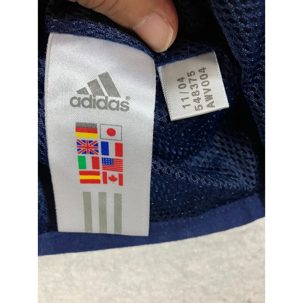 Adidas Vintage Windbreaker Jacket Mens Large Navy Blue White Full Zip Track Top